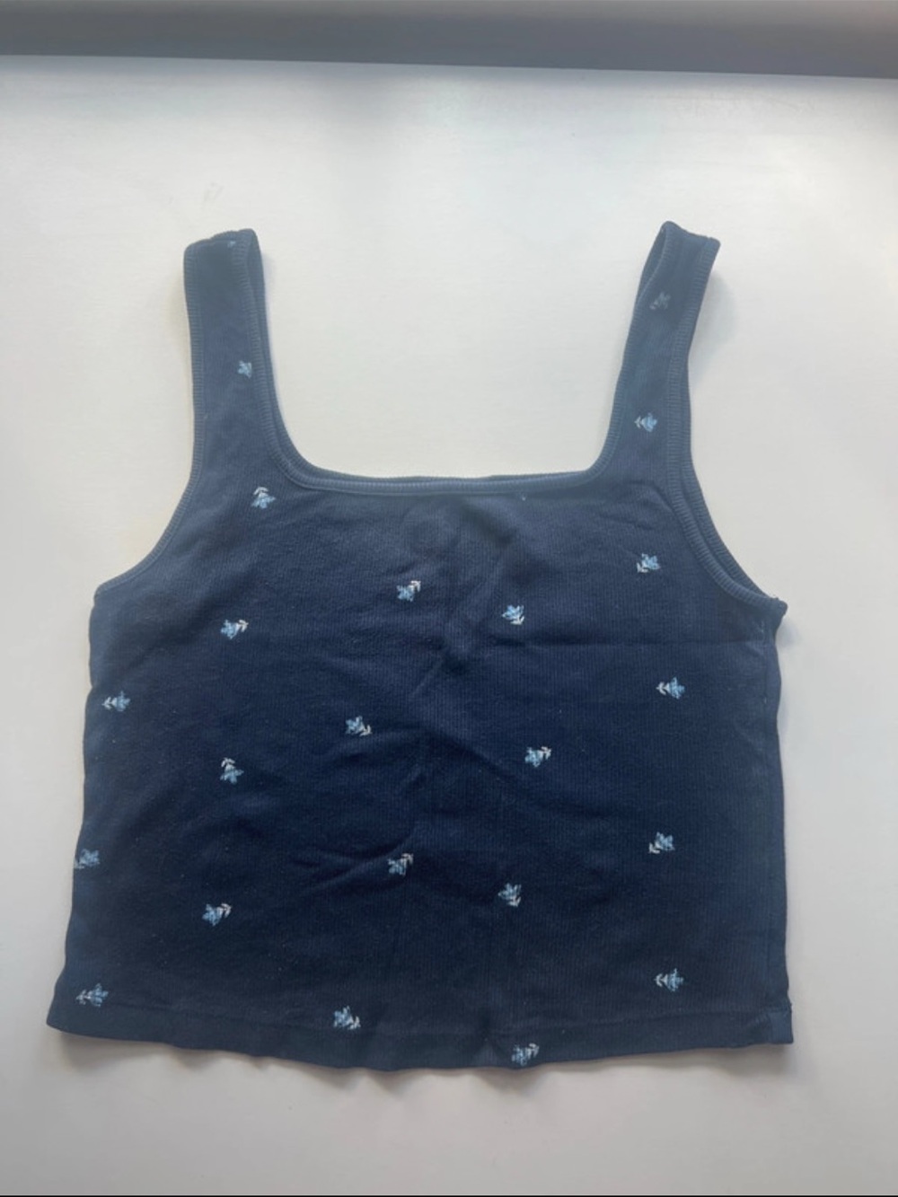 Old Navy Navy Tank with Light Blue Floral Dots